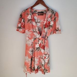 Reformation Floral Pink Wrap Dress